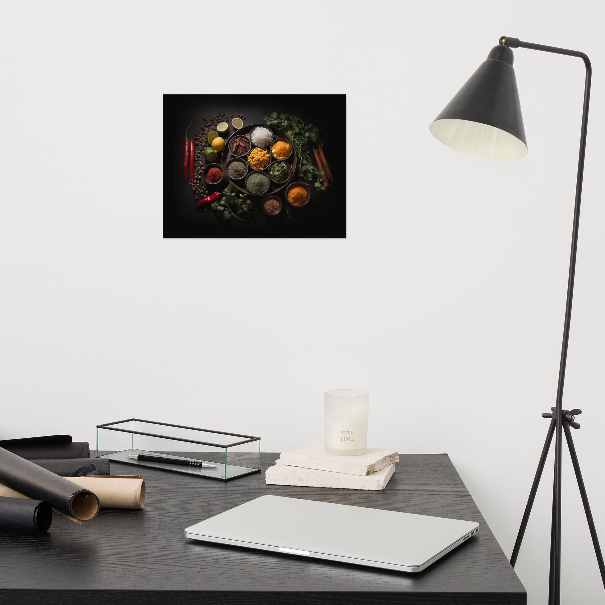 framed pictures of herbs: A Culinary Canvas Herbs in Bowls Photorealism Frameable Print