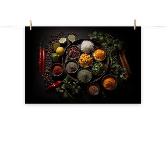 herbs wall art: A Culinary Canvas Herbs in Bowls Photorealism Frameable Print