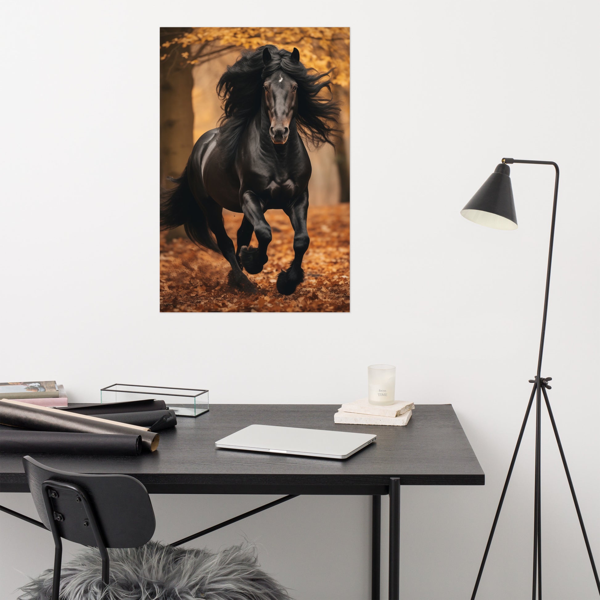 horse print: A Brush with Freedom Rustic Wildlife Photorealism