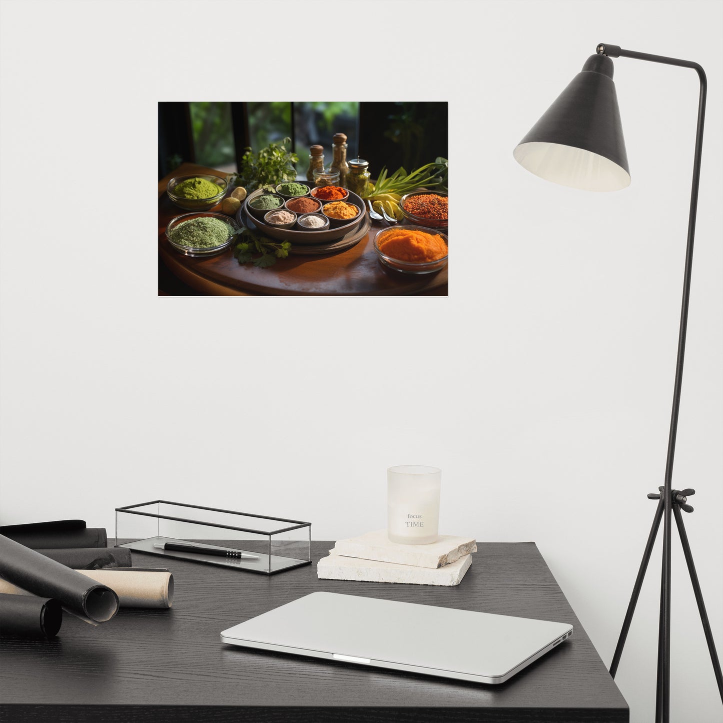 kitchen art decor: A Culinary Rainbow Photorealism Frameable Art Print