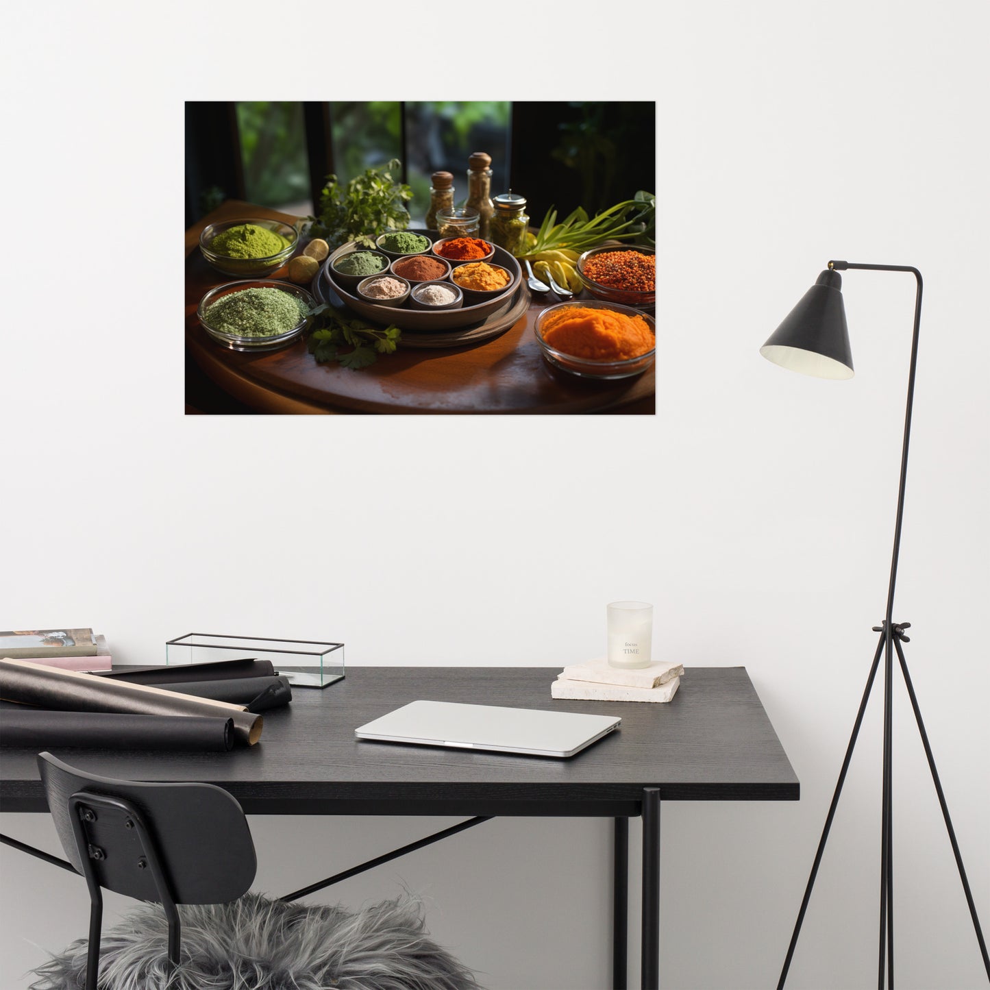 kitchen artwork: A Culinary Rainbow Photorealism Frameable Art Print