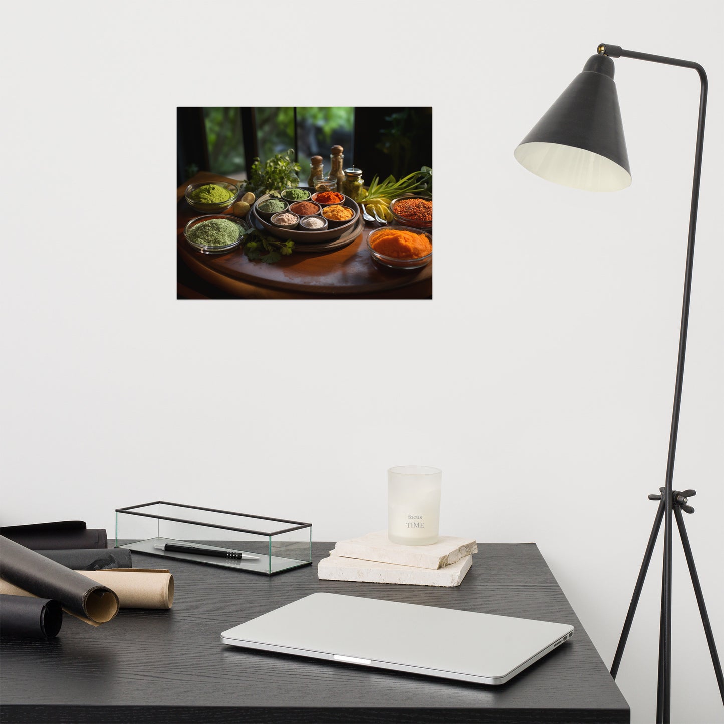 kitchen prints: A Culinary Rainbow Photorealism Frameable Art Print