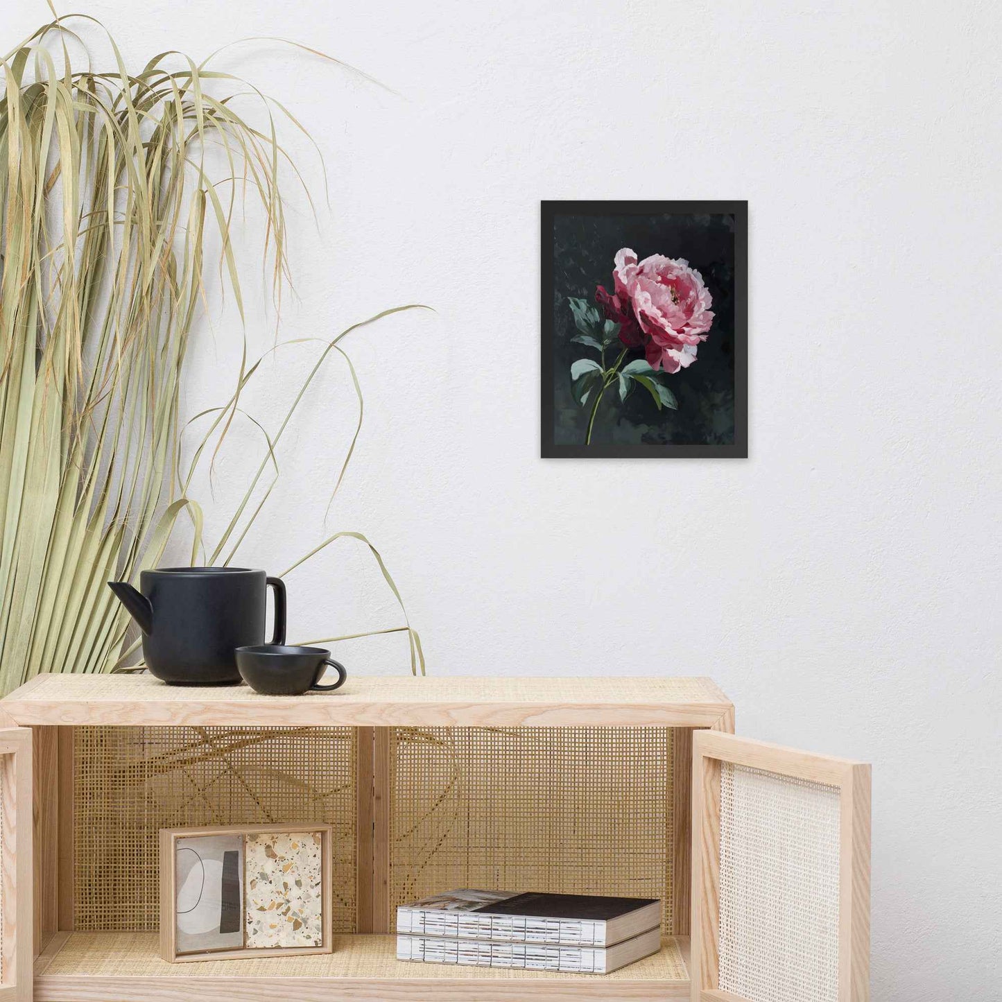 Peony Wall Art: A Soft Illumination Floral Nature Digital Artwork Framed Wall Art Print