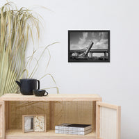 Train Drawbridge Jacksonville Black and White Cityscape Photo Framed Wall Art Print