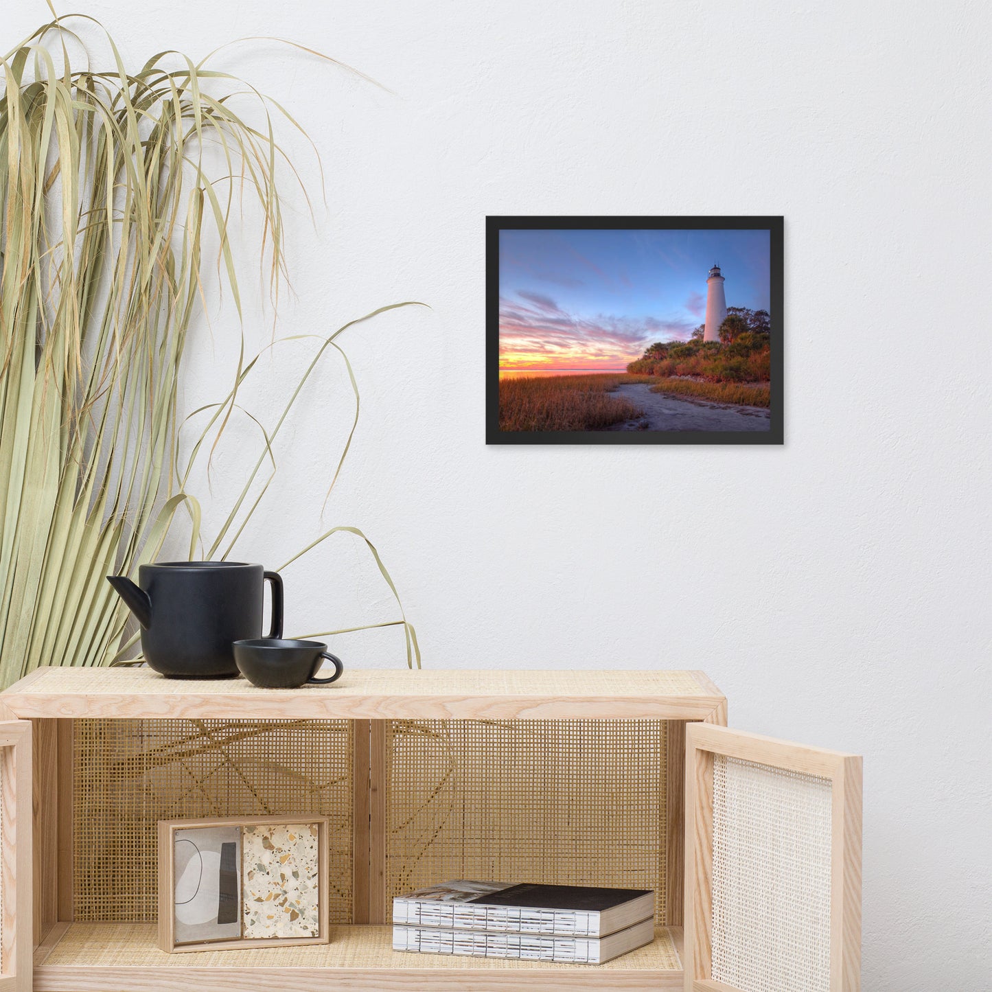 St. Marks Majesty A Beacon of Tranquility Lighthouse Architectural Coastal Beach Photograph Framed Wall Art print