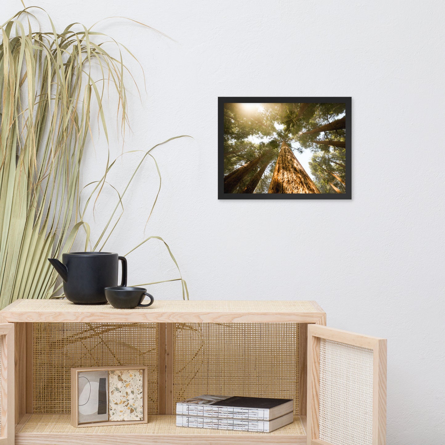 Looking Up Pine Trees Botanical Nature Photograph Framed Wall Art Print