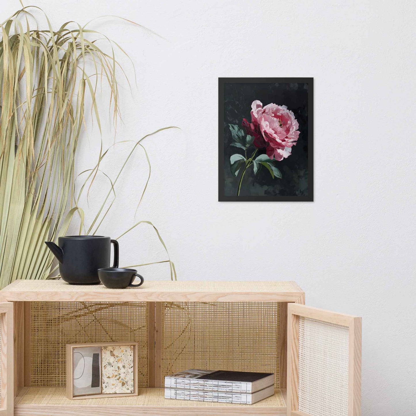 Peony Wall Art: A Soft Illumination Floral Nature Digital Artwork Framed Wall Art Print