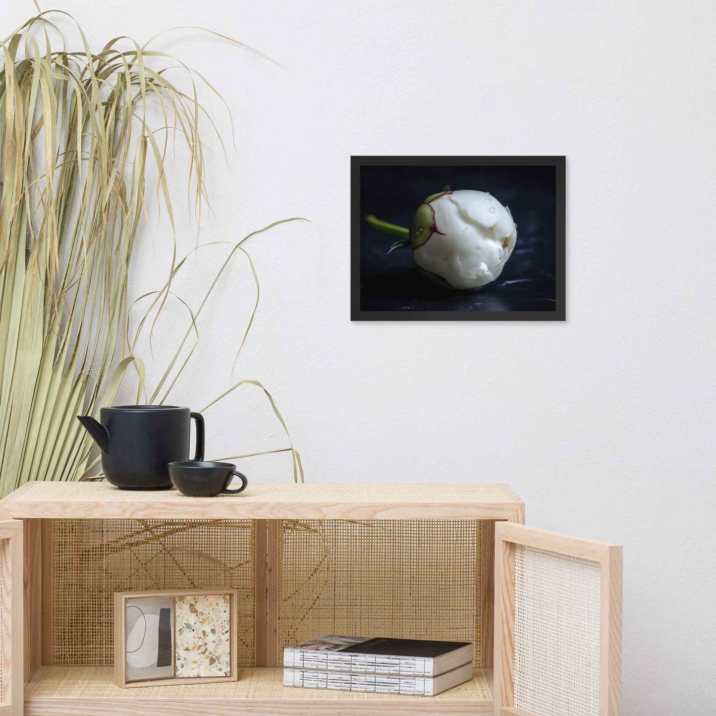 Stark Botanical Peony Bud Floral Photorealistic Digital Artwork Framed Wall Art Print