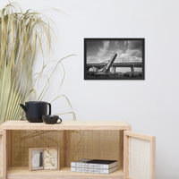 Train Drawbridge Jacksonville Black and White Cityscape Photo Framed Wall Art Print