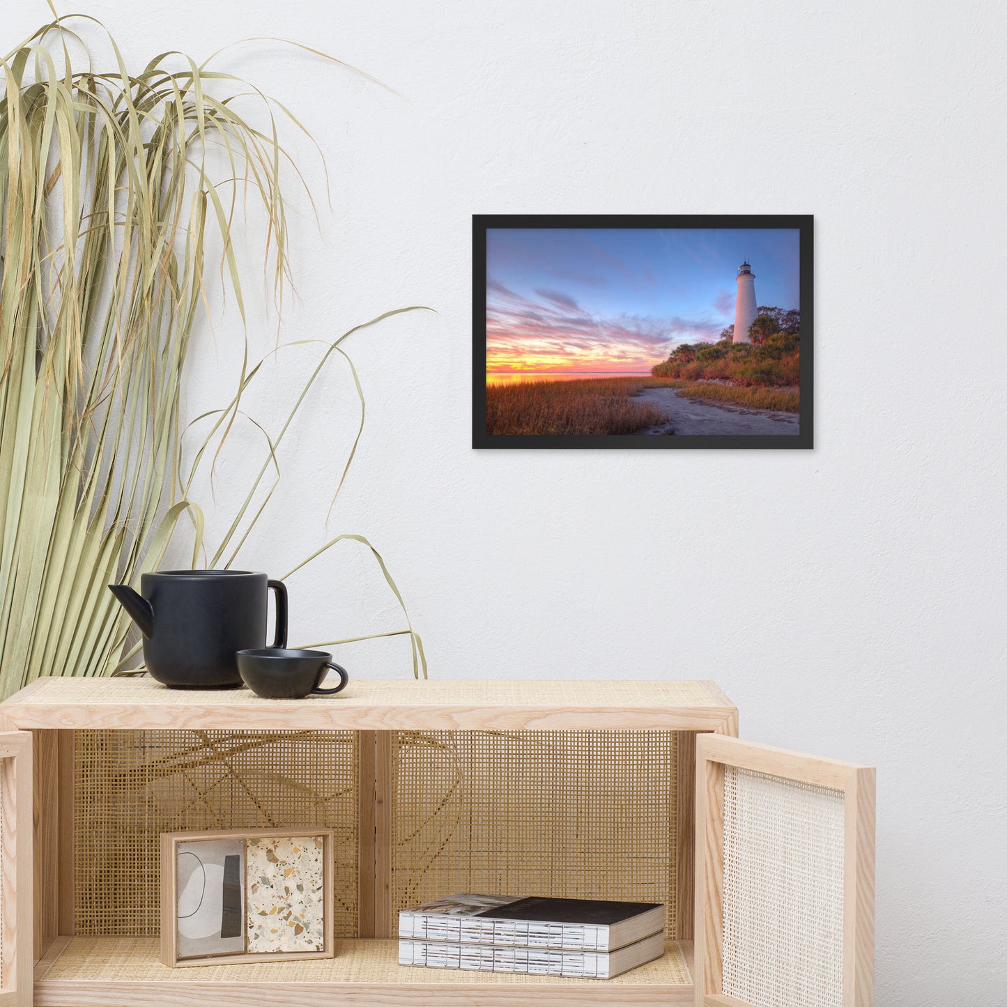 St. Marks Majesty A Beacon of Tranquility Lighthouse Architectural Coastal Beach Photograph Framed Wall Art print