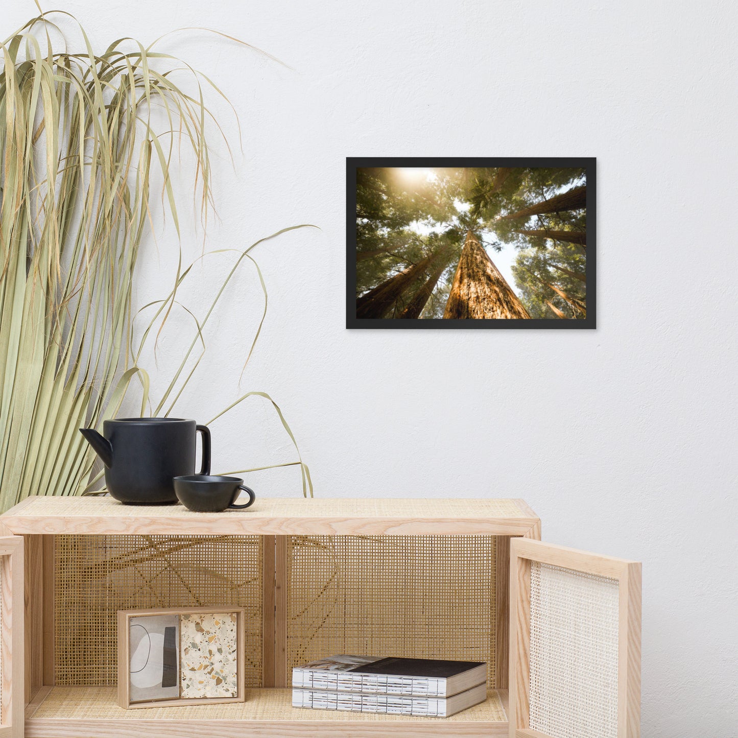 Looking Up Pine Trees Botanical Nature Photograph Framed Wall Art Print