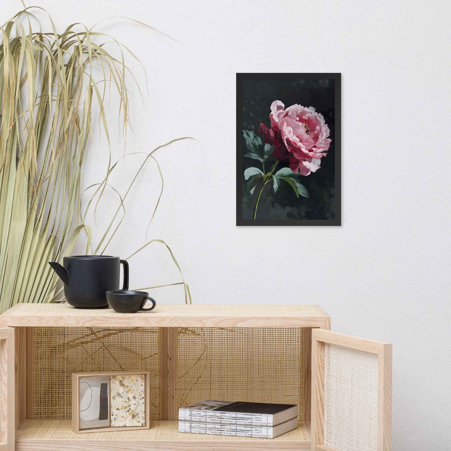 Peony Wall Art: A Soft Illumination Floral Nature Digital Artwork Framed Wall Art Print
