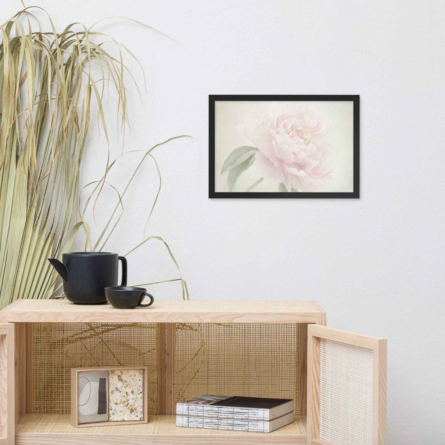 Hazy Bloom Floral Digital Artwork Peony Still Life Framed Wall Art Print