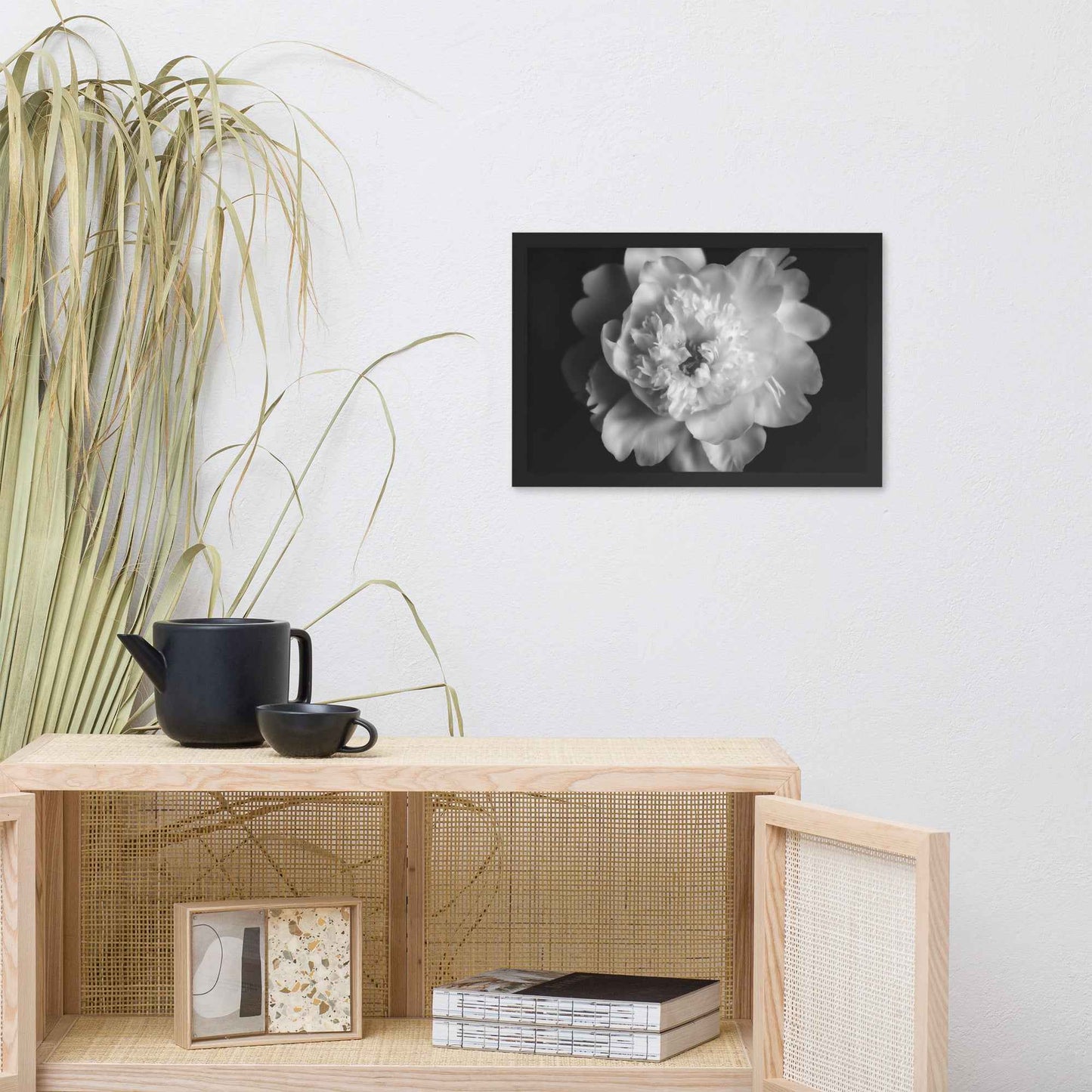 Lingering Fragrance Floral Photorealistic Digital Artwork Peonies Print Framed Wall Art