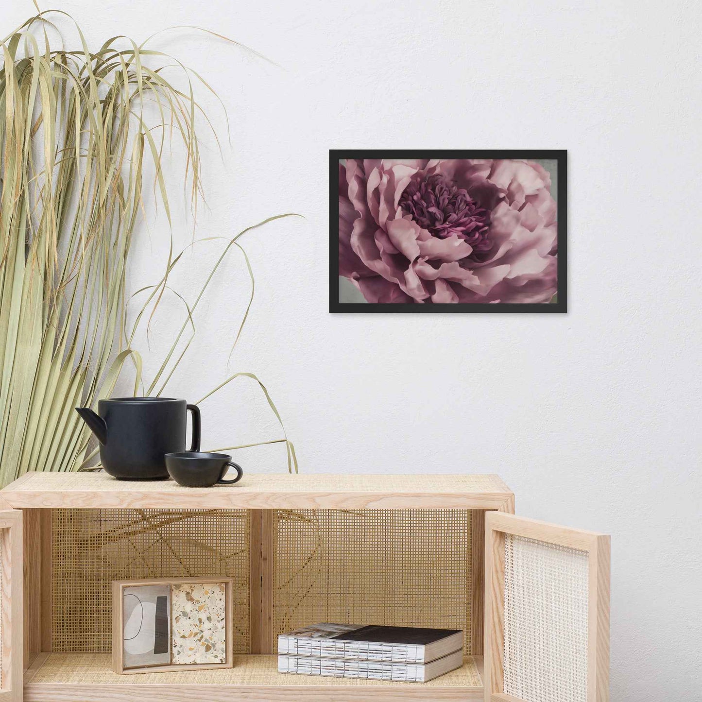 Painted Grace Floral Digital Artwork Pink Peony Wall Art Framed Print