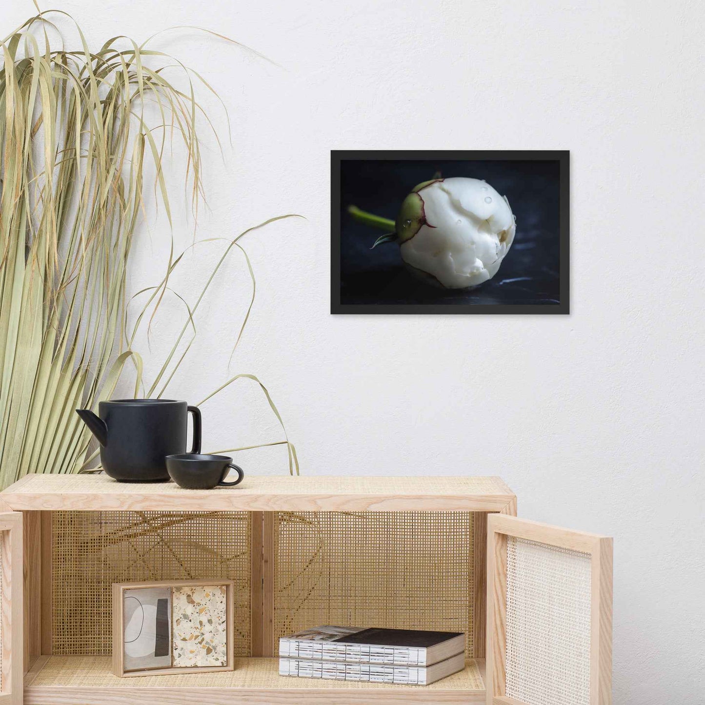 Stark Botanical Peony Bud Floral Photorealistic Digital Artwork Framed Wall Art Print