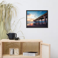 Tranquil Manhattan Beach Pier at Sunset Coastal Landscape Photo Framed Wall Art Prints