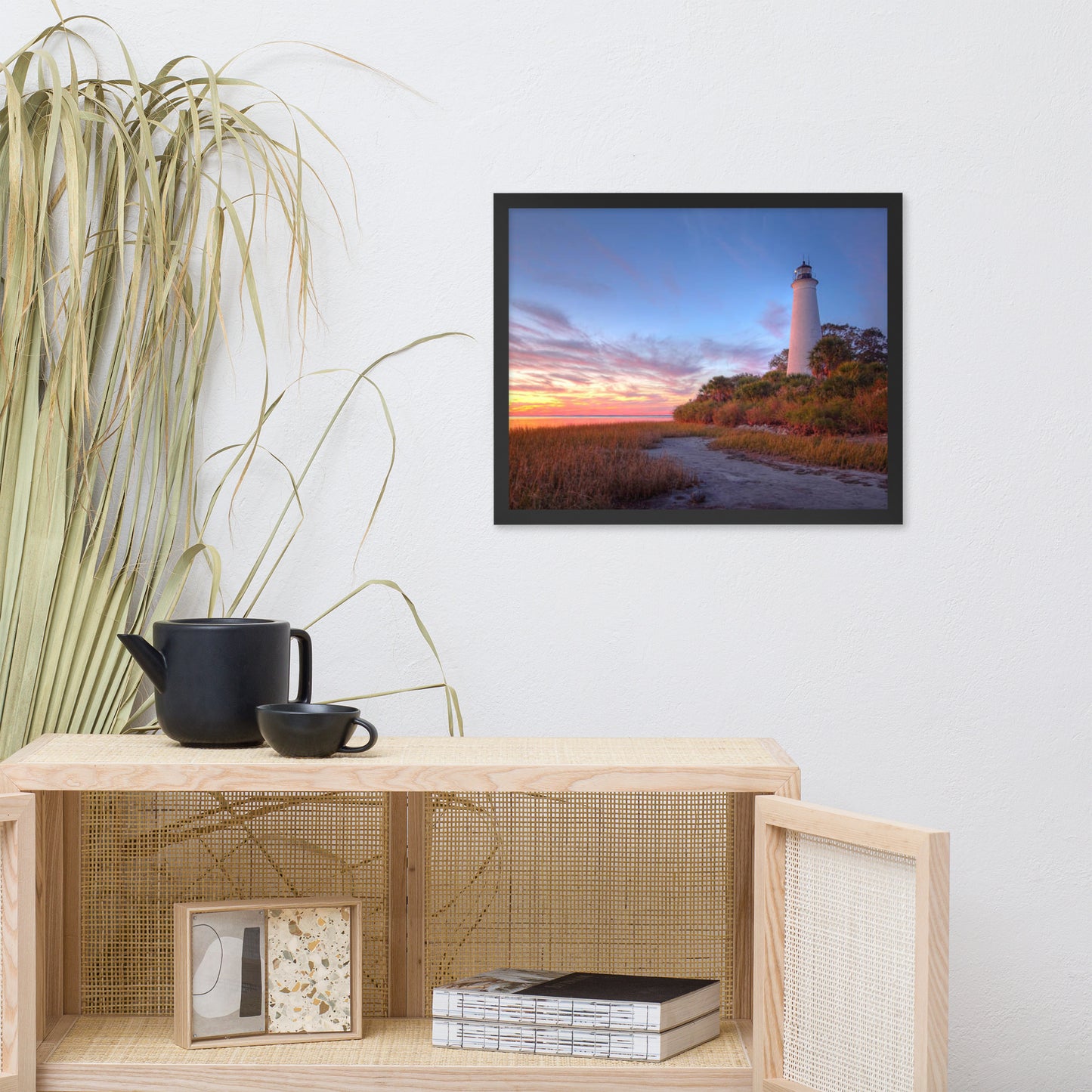 St. Marks Majesty A Beacon of Tranquility Lighthouse Architectural Coastal Beach Photograph Framed Wall Art print