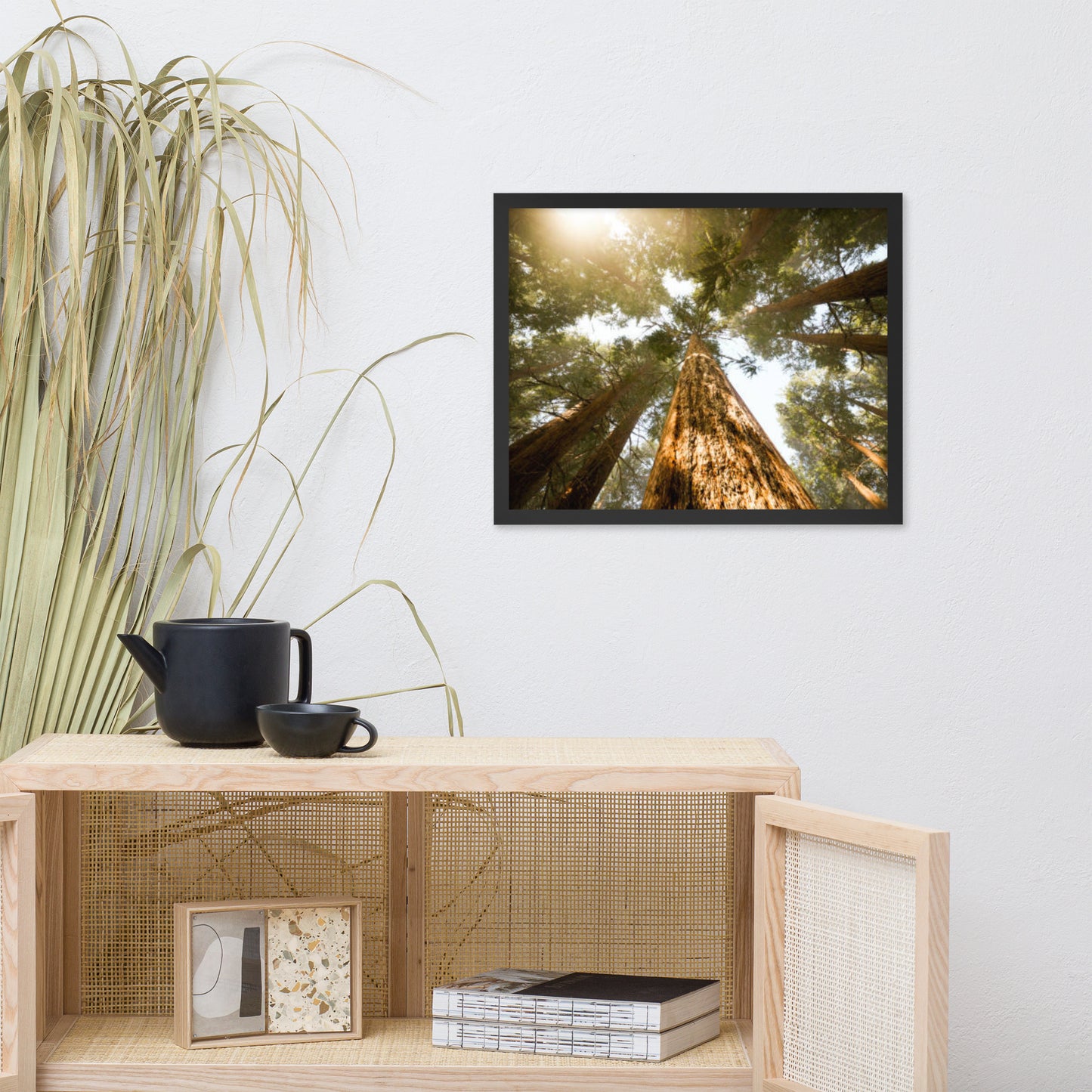 Looking Up Pine Trees Botanical Nature Photograph Framed Wall Art Print