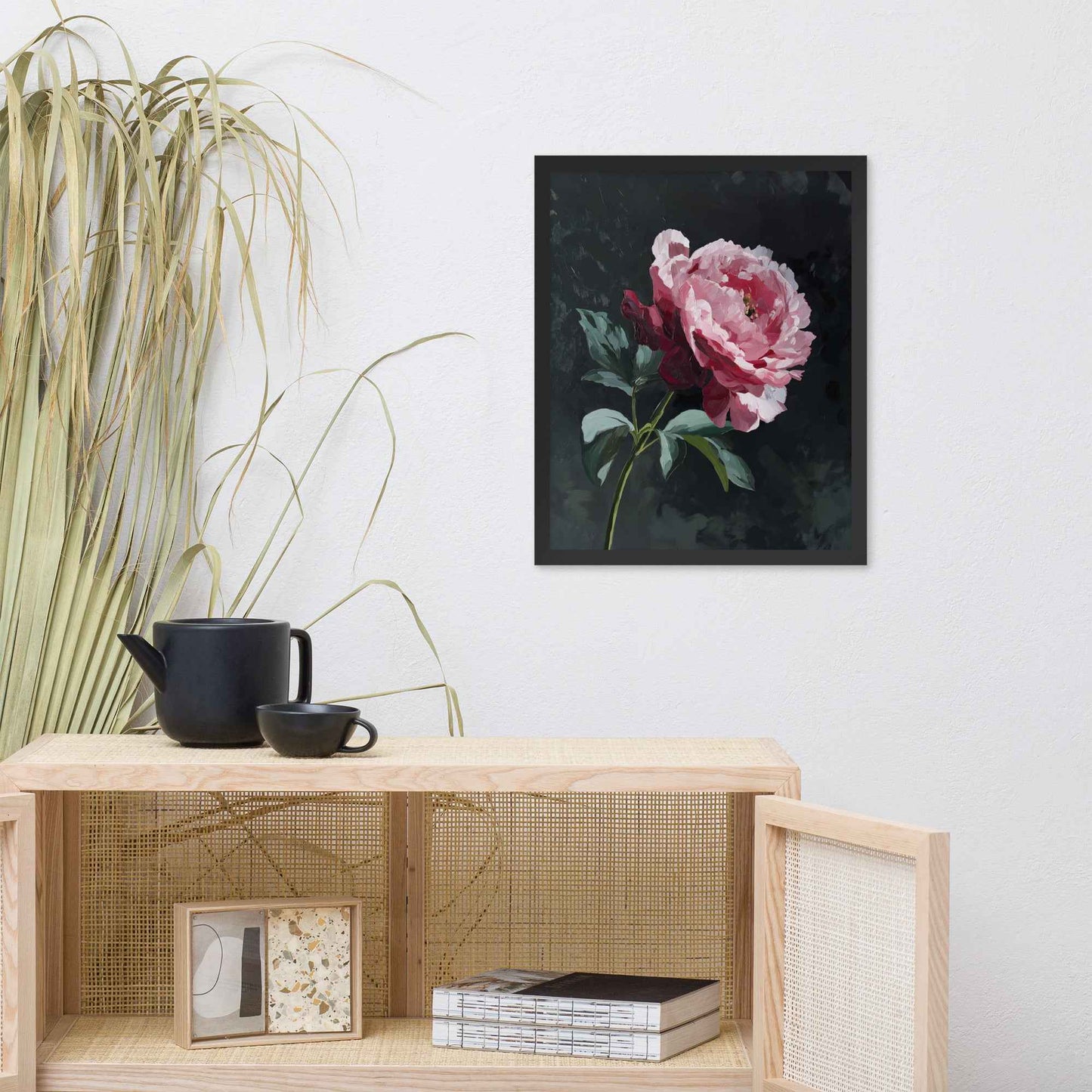 Peony Wall Art: A Soft Illumination Floral Nature Digital Artwork Framed Wall Art Print