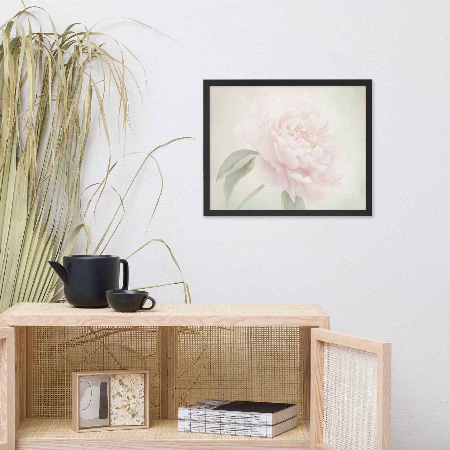 Hazy Bloom Floral Digital Artwork Peony Still Life Framed Wall Art Print