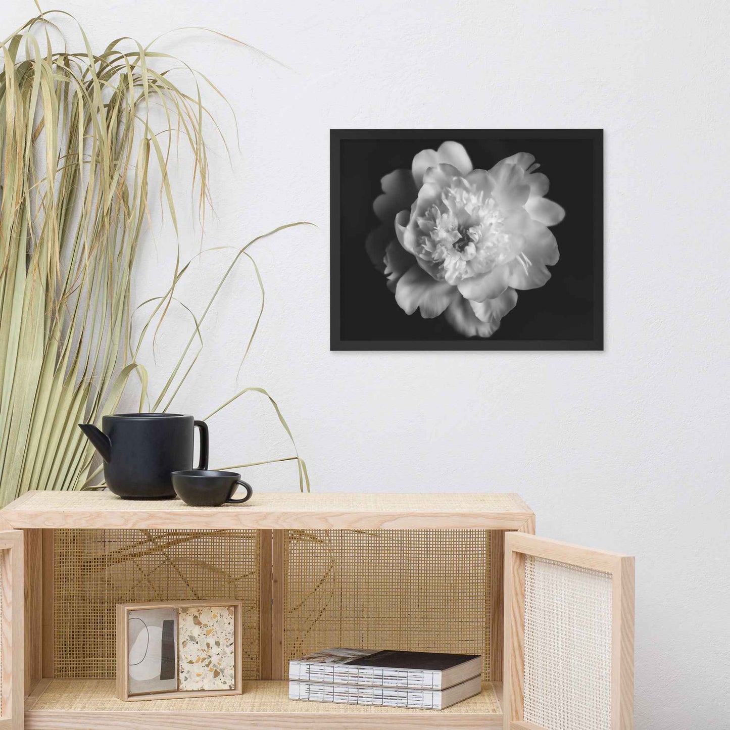 Lingering Fragrance Floral Photorealistic Digital Artwork Peonies Print Framed Wall Art