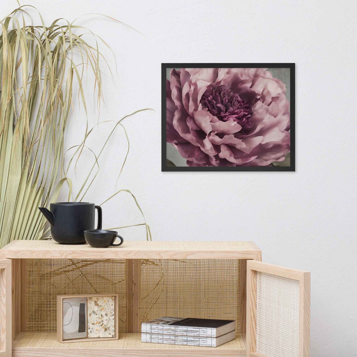 Painted Grace Floral Digital Artwork Pink Peony Wall Art Framed Print