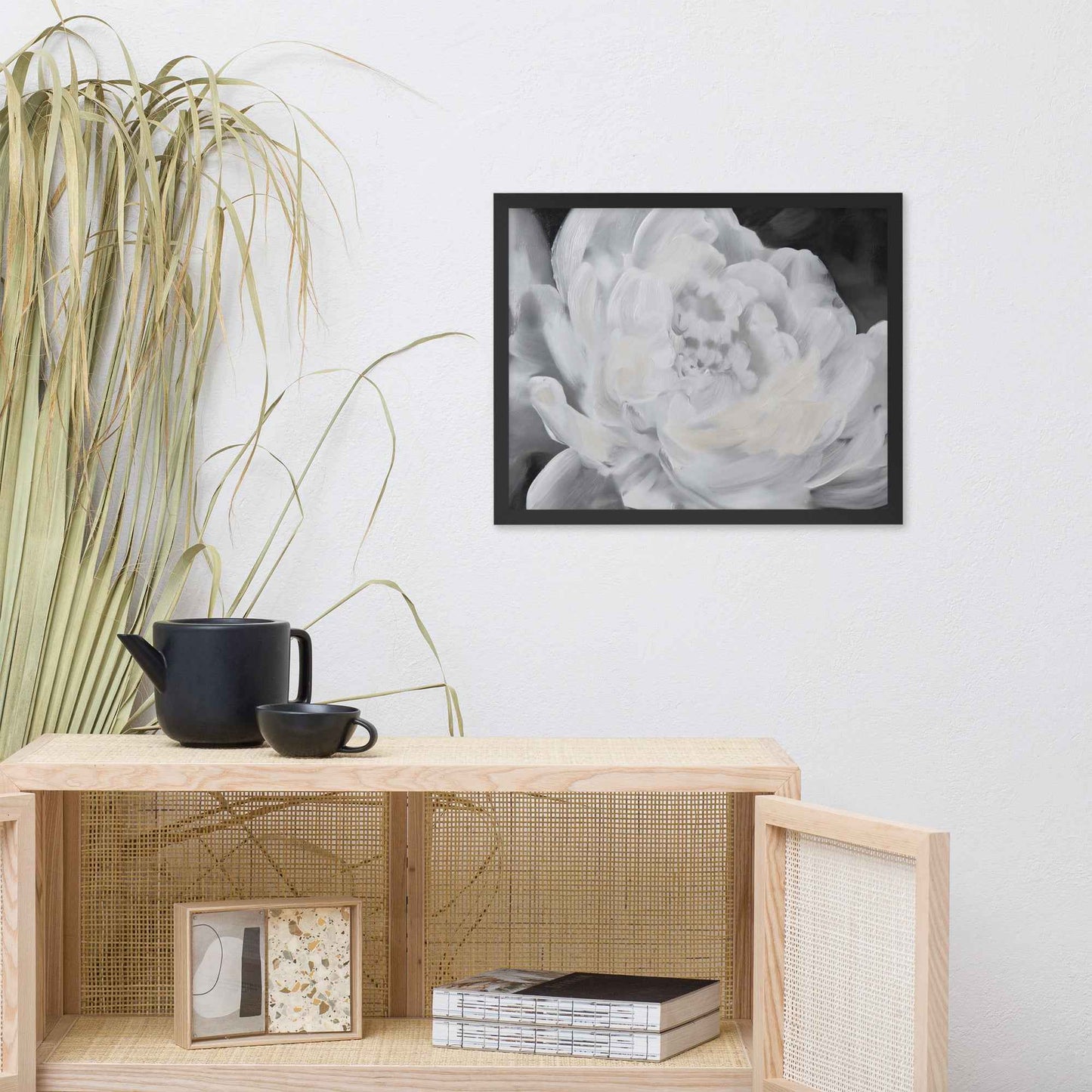Shadowed Grace Digital Artwork Peony Oil Painting Framed Wall Art Print