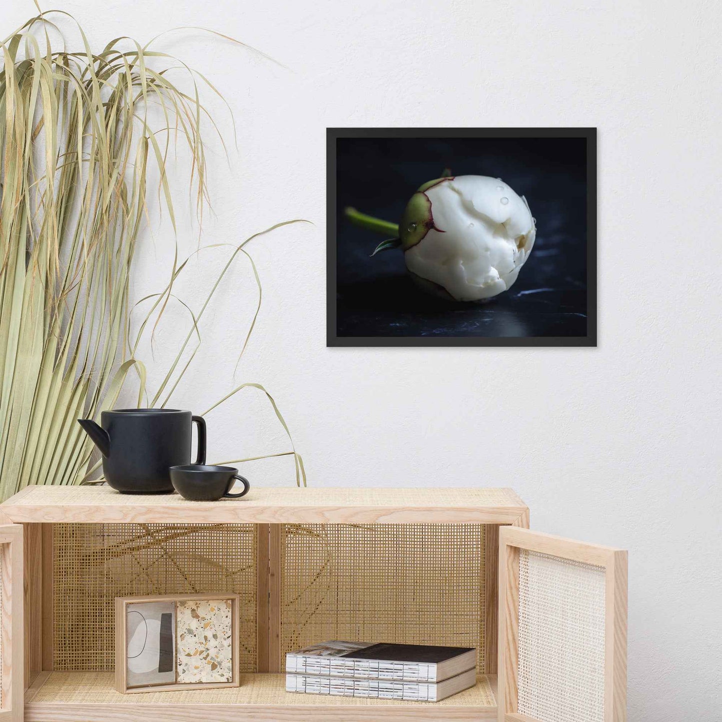Stark Botanical Peony Bud Floral Photorealistic Digital Artwork Framed Wall Art Print