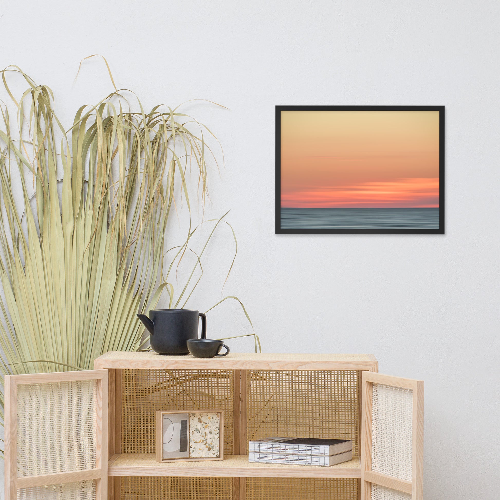 wall hangings for dining room, Pink Coastal Wall Art: Abstract Color Blend Ocean Sunset - Coastal / Beach / Seascape / Nature / Landscape Photo Framed Wall Art Print - Artwork - Wall Decor