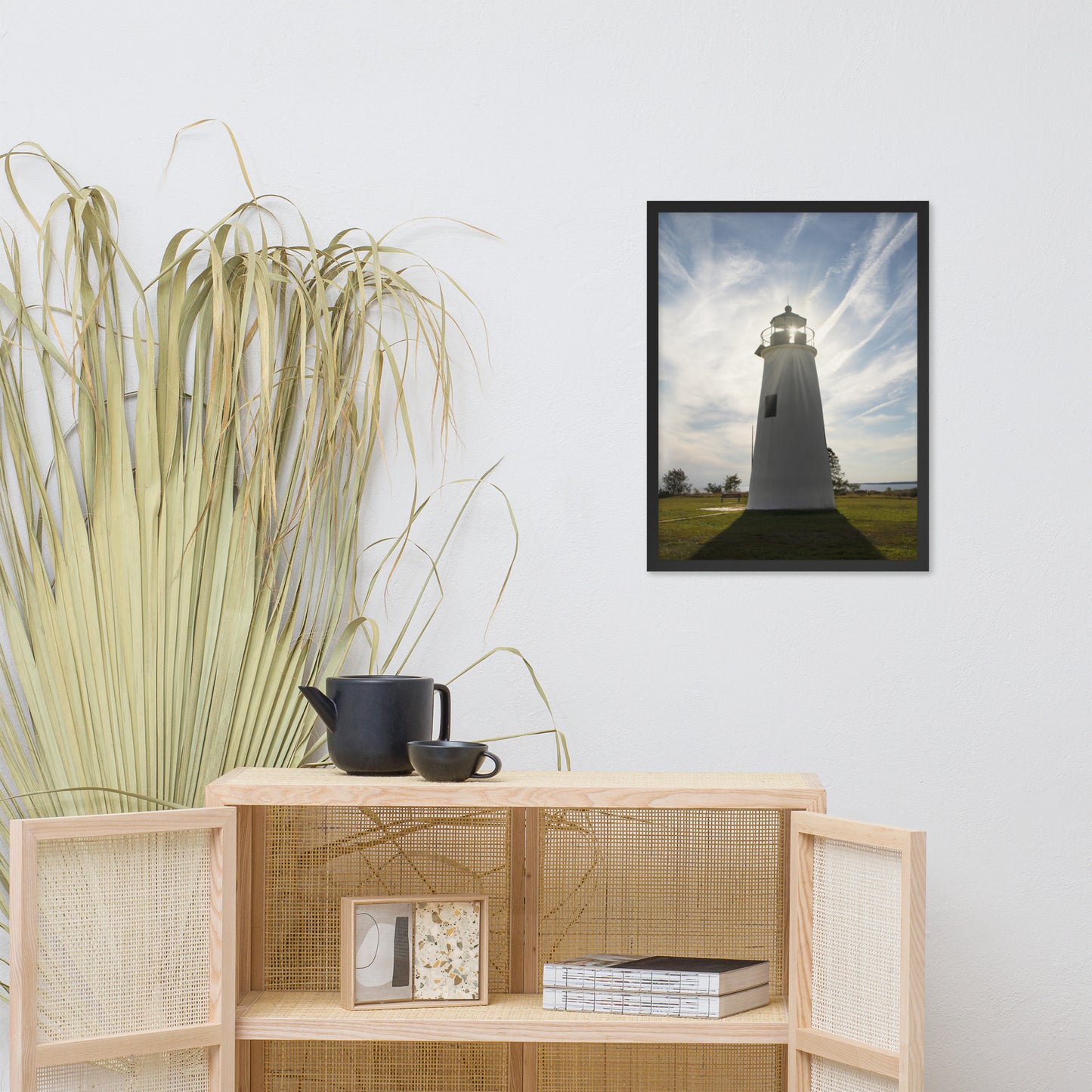 Turkey Point Lighthouse with Sun Flare Framed Photo Paper Wall Art Prints