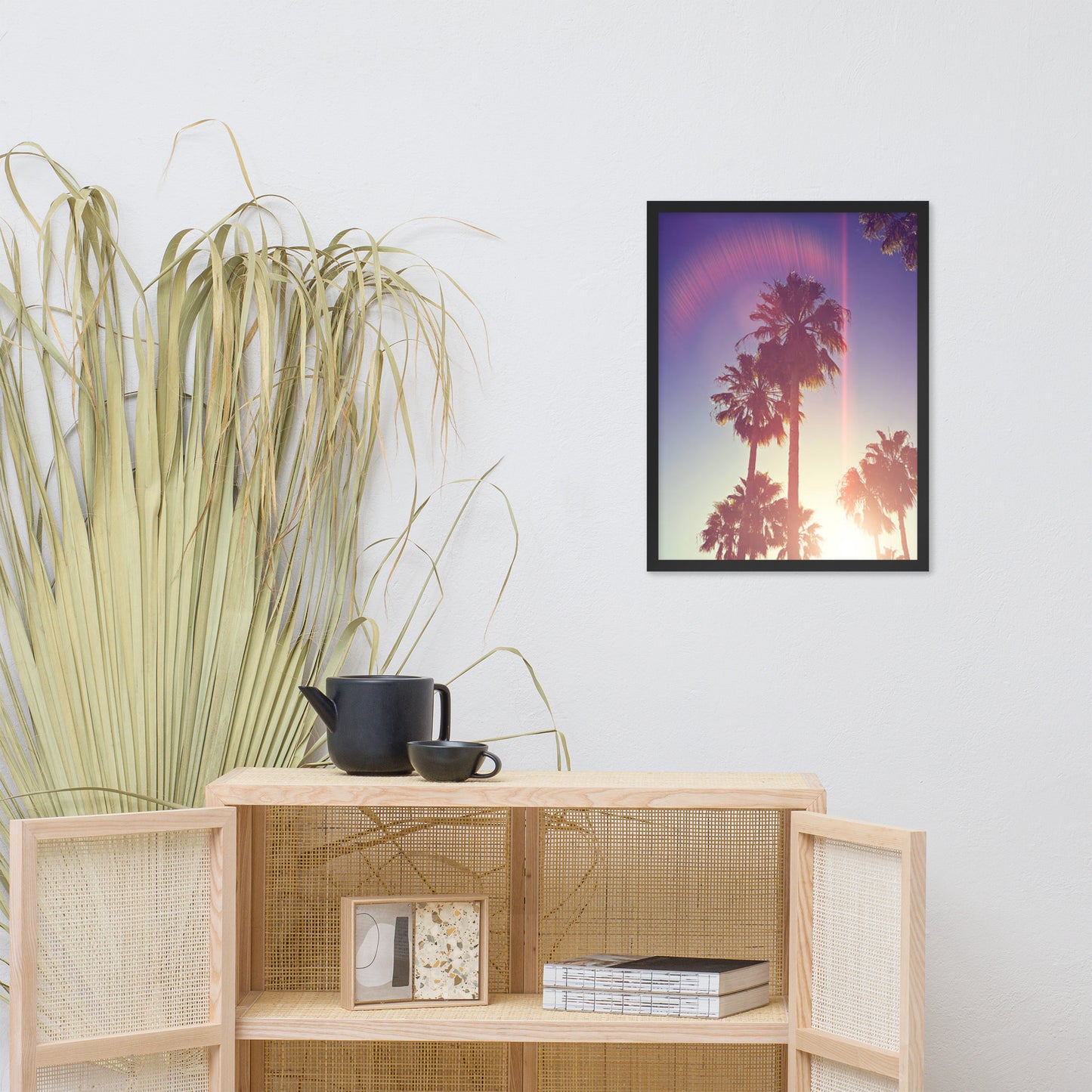 Retro Palm Trees Coastal Beach Botanical Nature Photograph Framed Wall Art Print