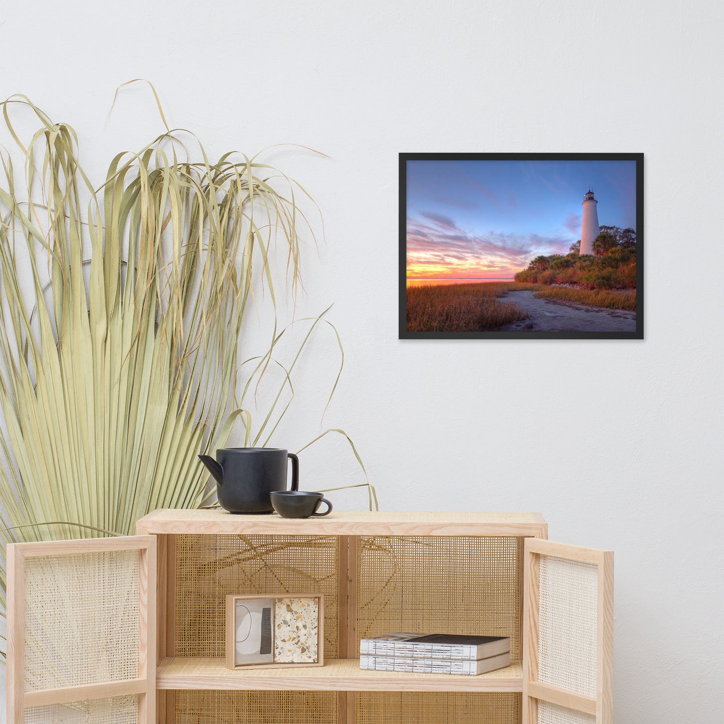 St. Marks Majesty A Beacon of Tranquility Lighthouse Architectural Coastal Beach Photograph Framed Wall Art print