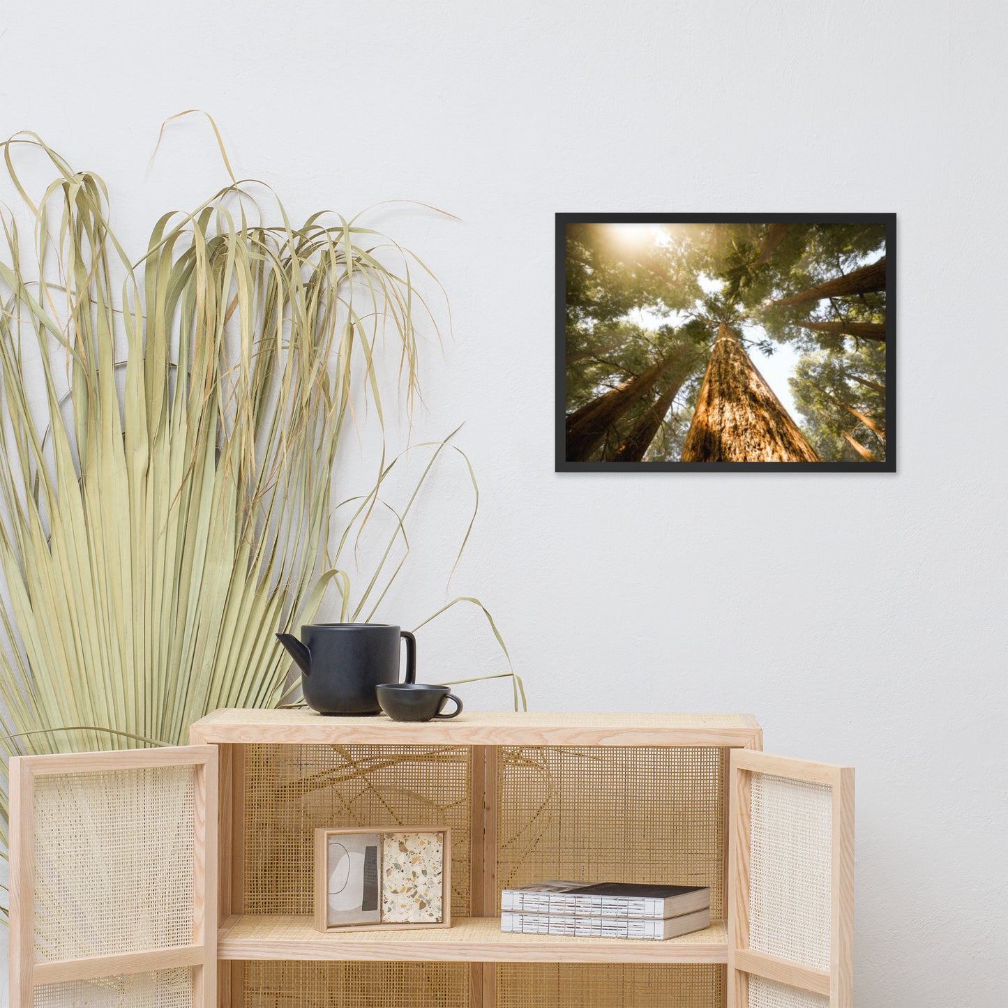 Looking Up Pine Trees Botanical Nature Photograph Framed Wall Art Print