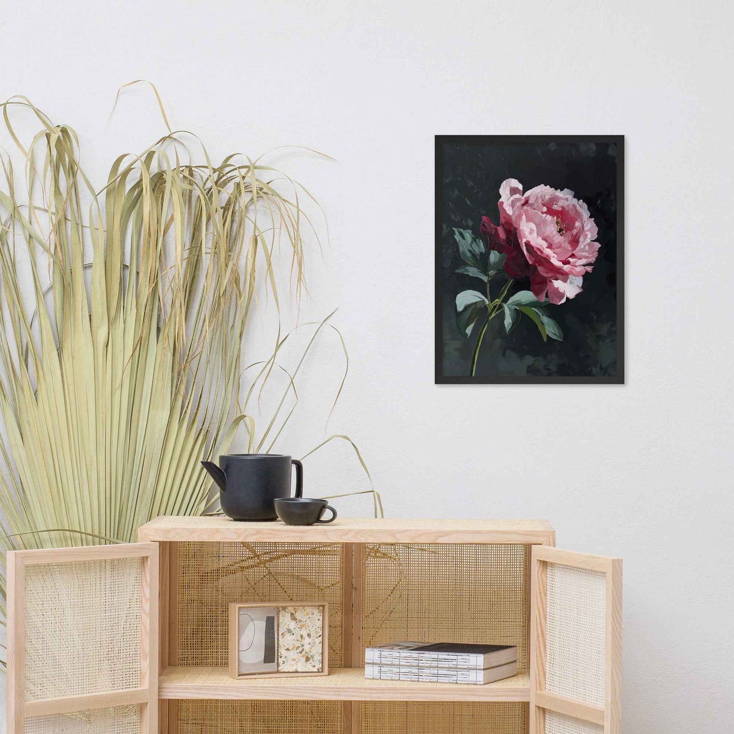 Peony Wall Art: A Soft Illumination Floral Nature Digital Artwork Framed Wall Art Print