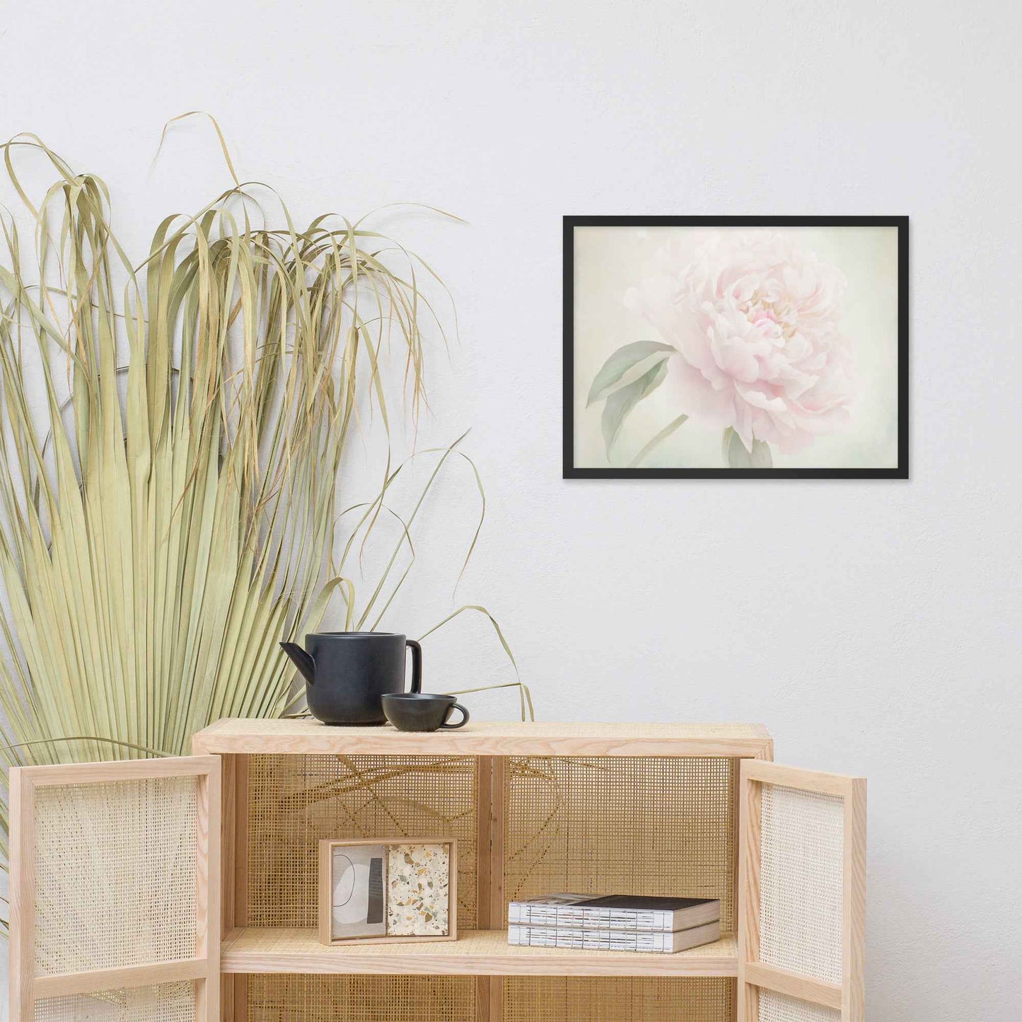 Hazy Bloom Floral Digital Artwork Peony Still Life Framed Wall Art Print