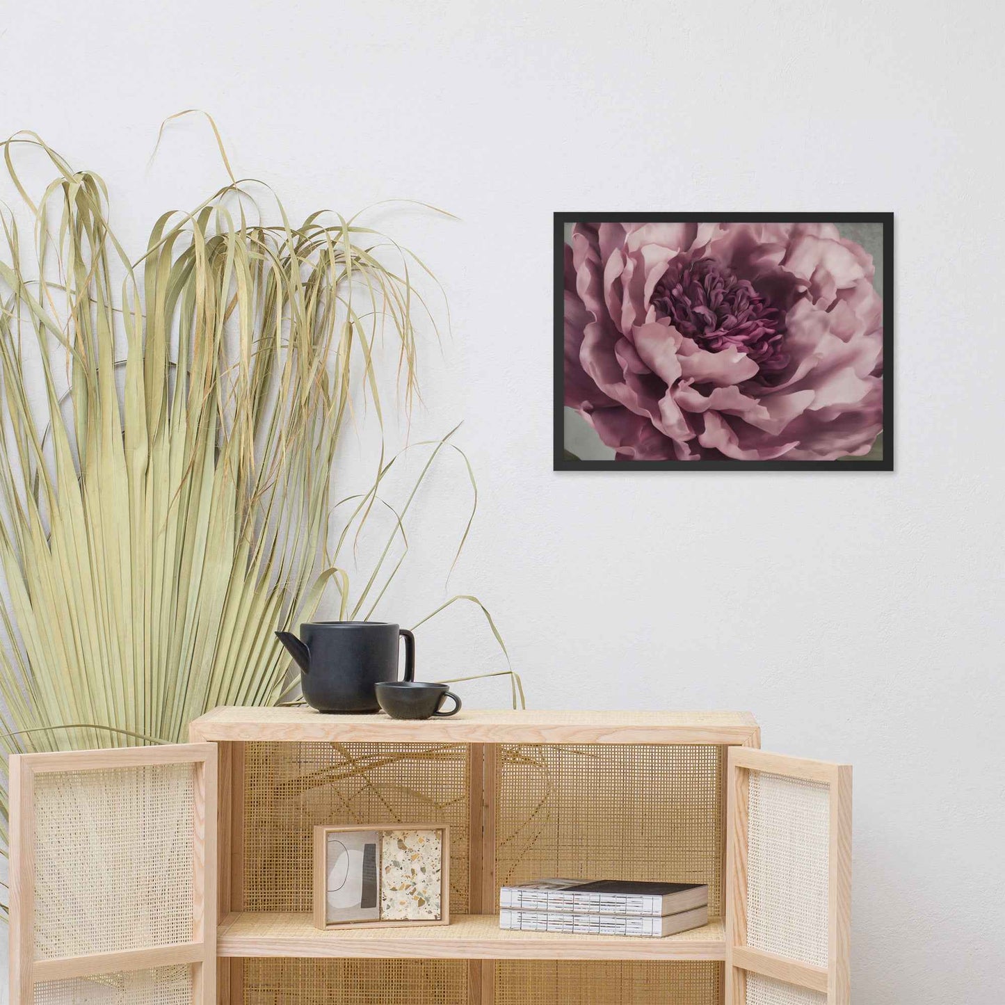 Painted Grace Floral Digital Artwork Pink Peony Wall Art Framed Print
