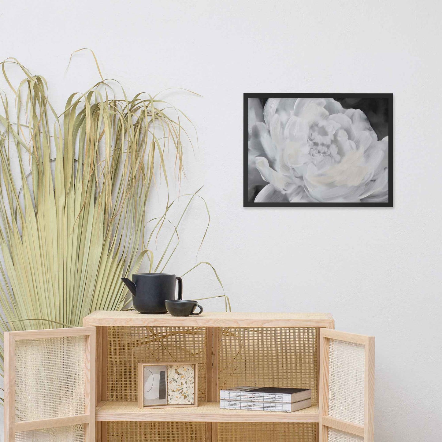 Shadowed Grace Digital Artwork Peony Oil Painting Framed Wall Art Print