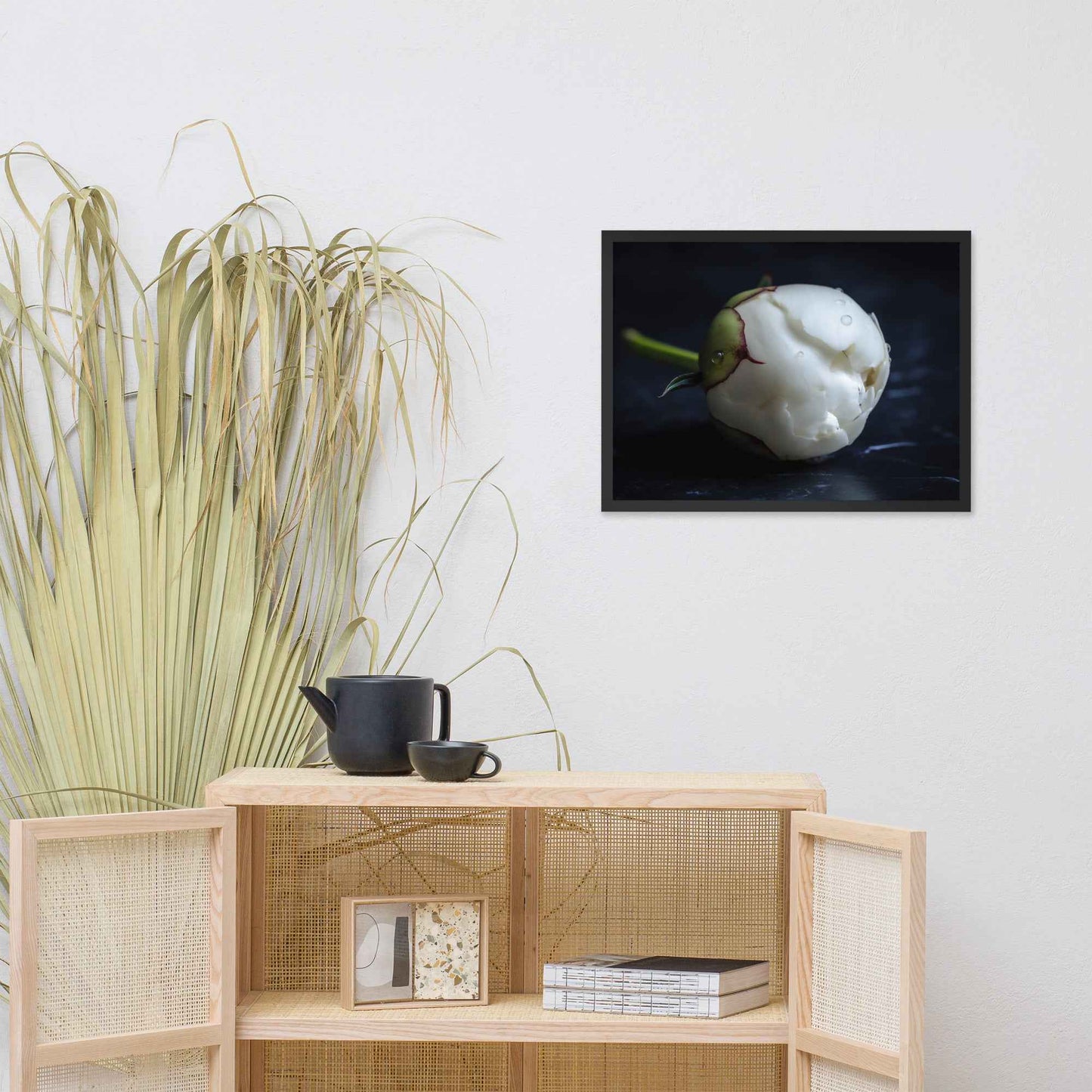 Stark Botanical Peony Bud Floral Photorealistic Digital Artwork Framed Wall Art Print
