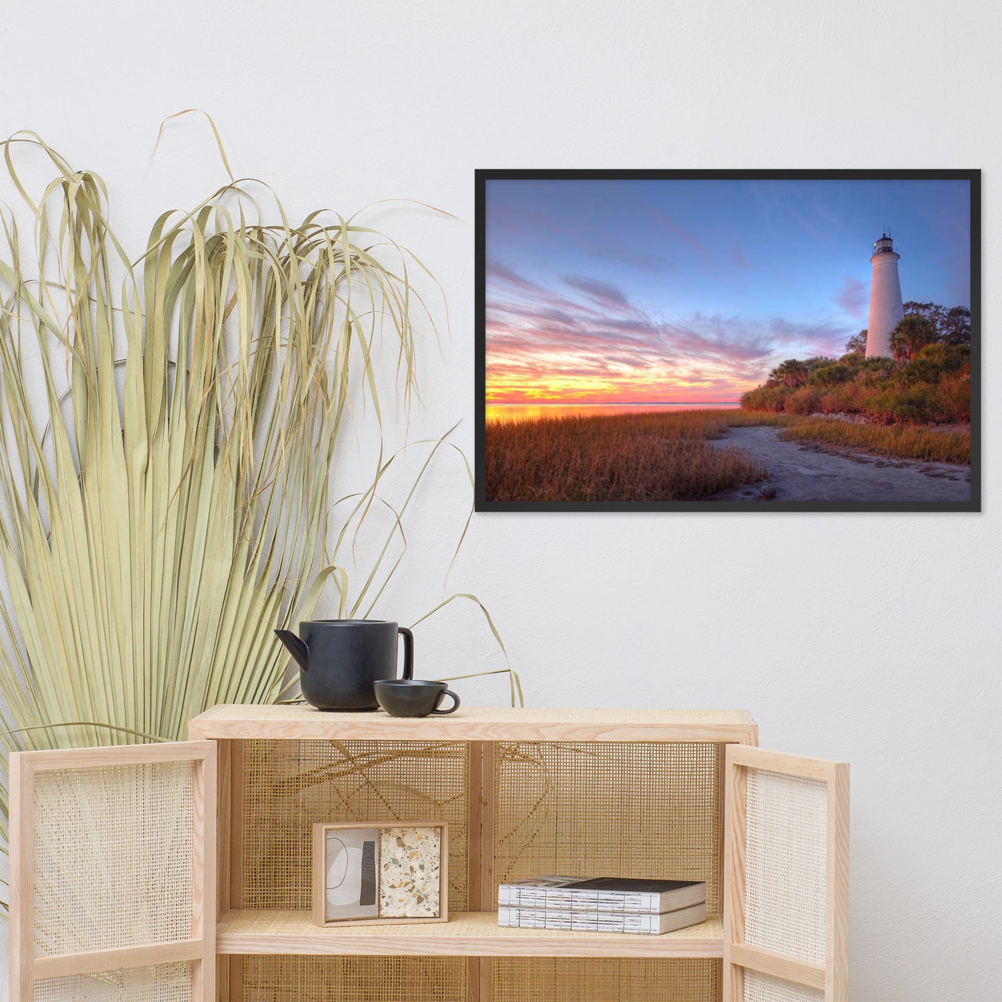 St. Marks Majesty A Beacon of Tranquility Lighthouse Architectural Coastal Beach Photograph Framed Wall Art print