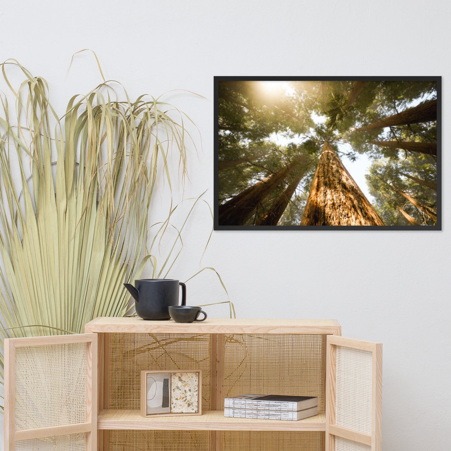 Looking Up Pine Trees Botanical Nature Photograph Framed Wall Art Print