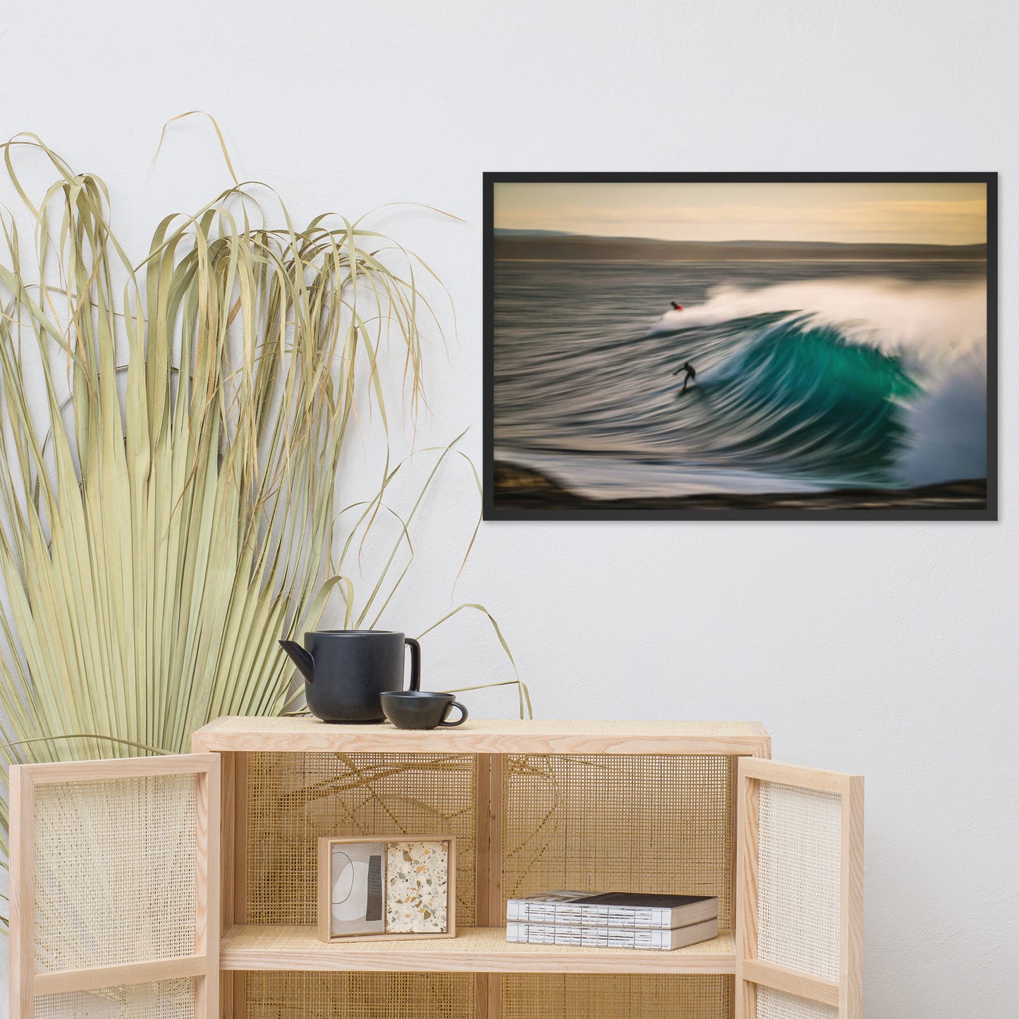 A Surfer's Dance with Light Coastal Lifestyle / Abstract / Landscape Photograph Framed Wall Art Print