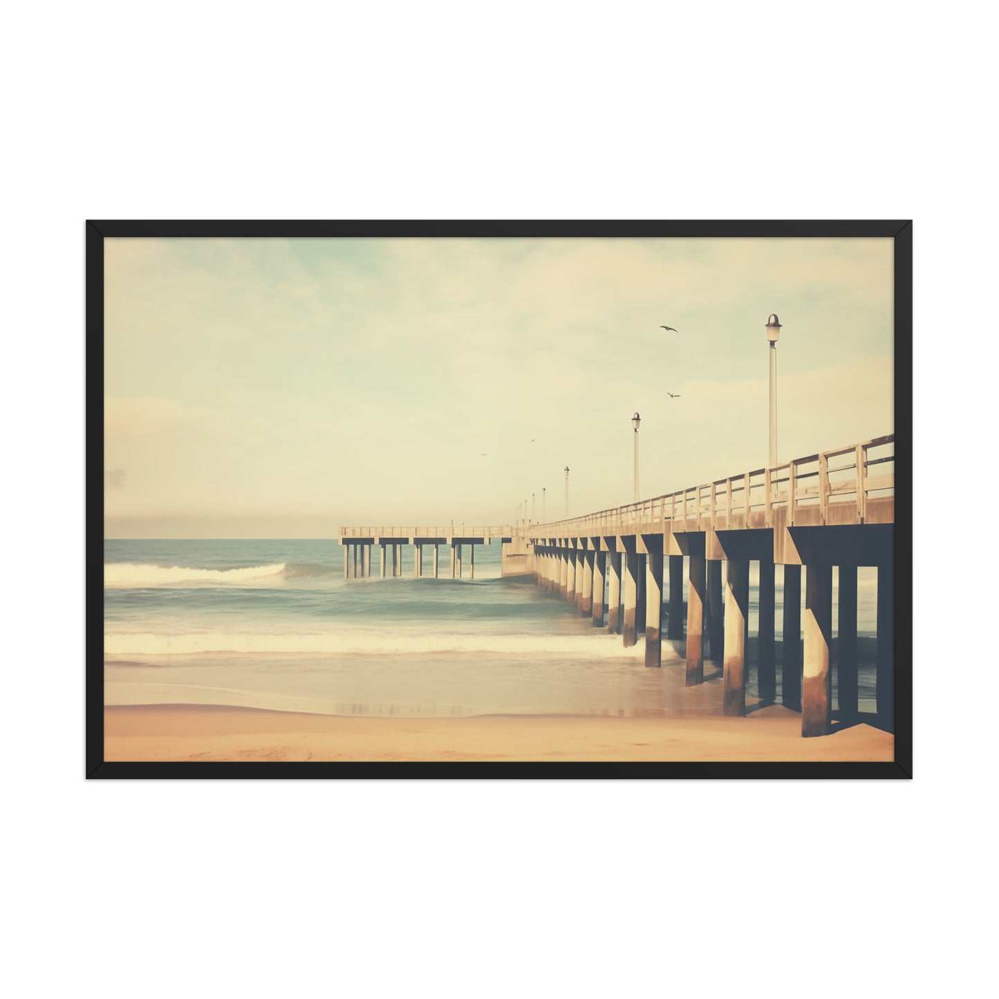 A Blast from the Past Subdued Retro Coastal Photorealistic Digital Artwork Framed Print