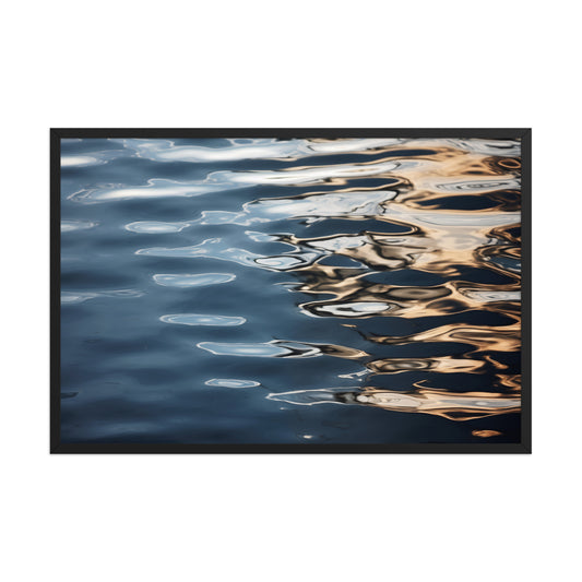 Golden Hour on the Water Realism Painting Digital Artwork Framed Wall Art Print