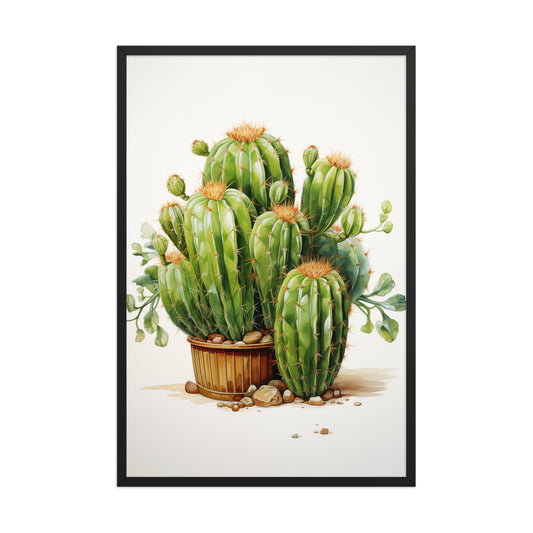 A Collection of Cacti Illustration Pencil Drawing - Digital Artwork Framed Art Print