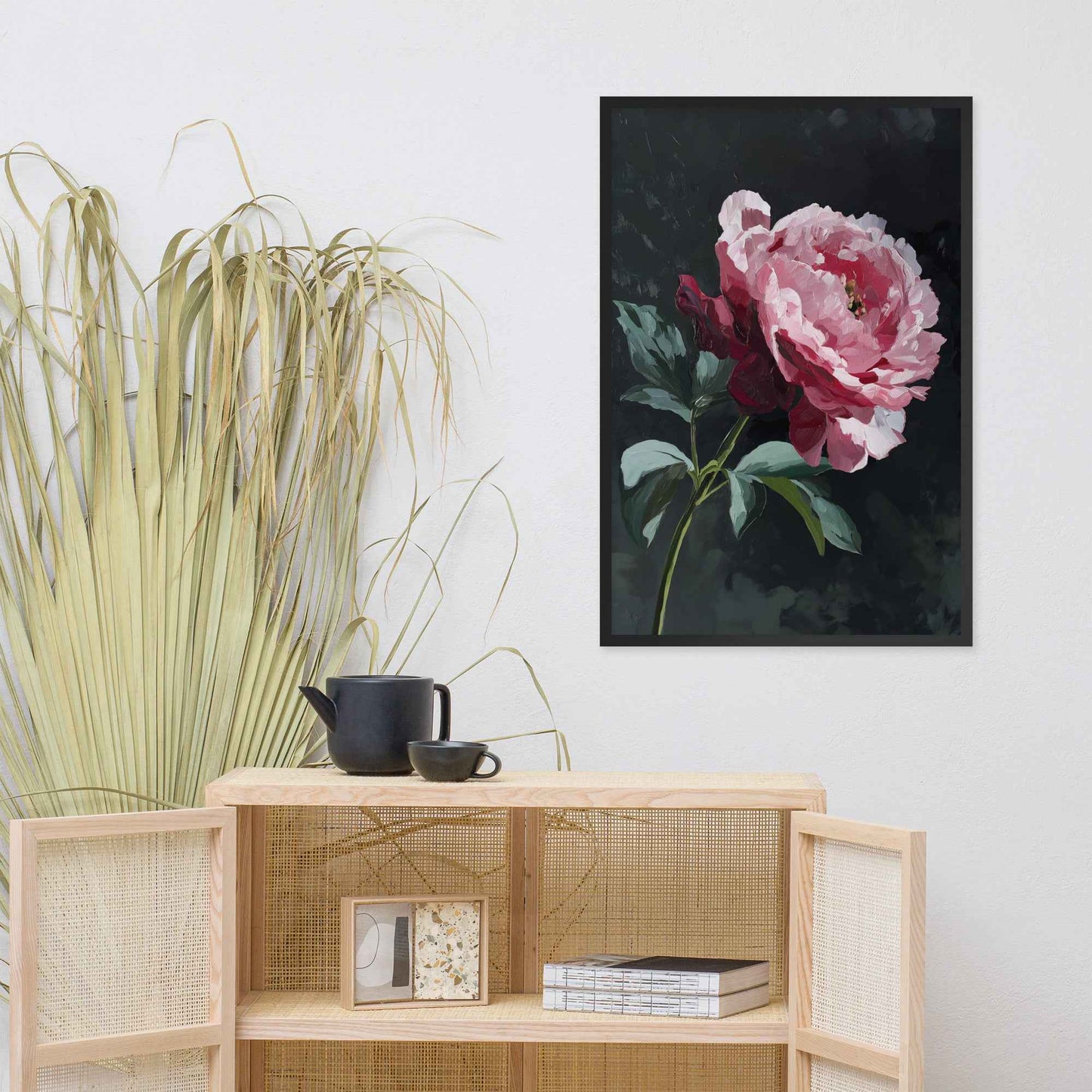 Peony Wall Art: A Soft Illumination Floral Nature Digital Artwork Framed Wall Art Print