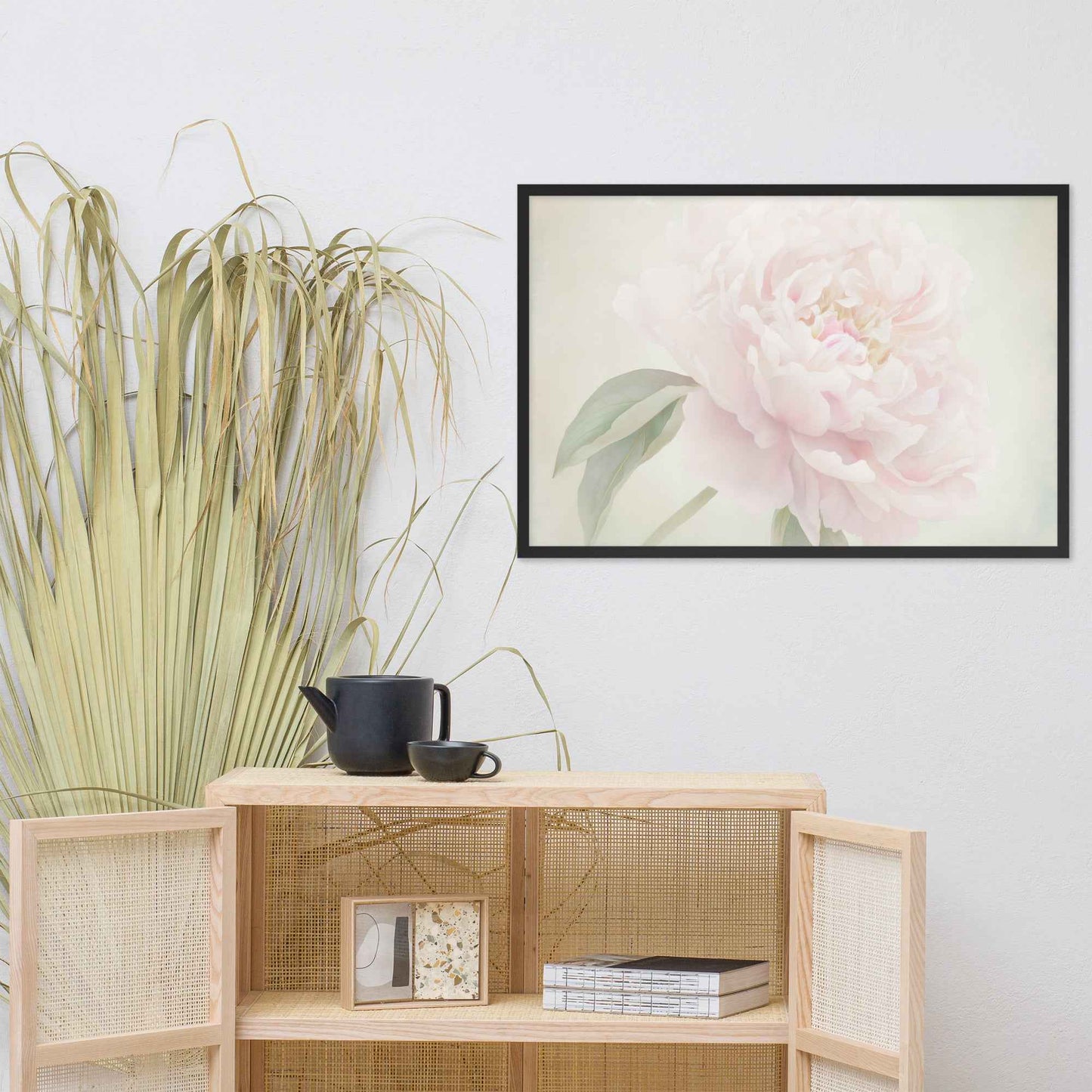Hazy Bloom Floral Digital Artwork Peony Still Life Framed Wall Art Print