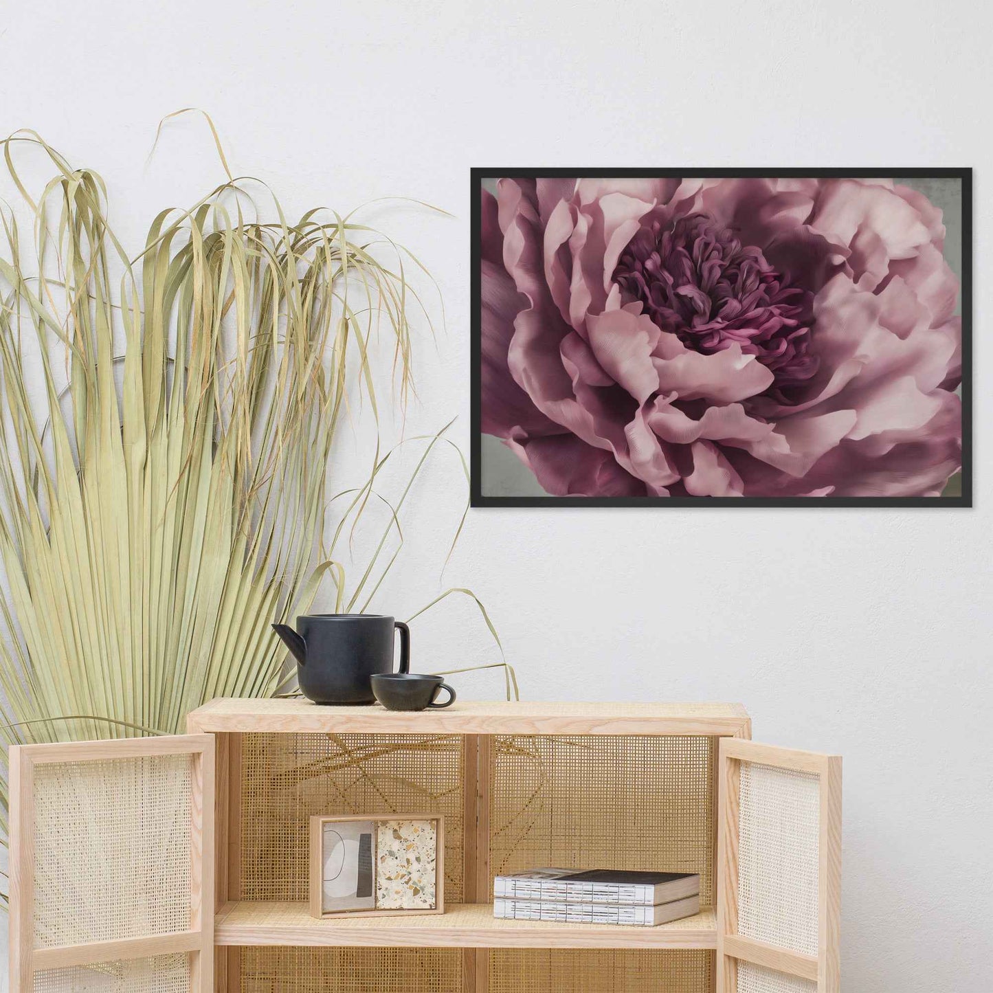 Painted Grace Floral Digital Artwork Pink Peony Wall Art Framed Print