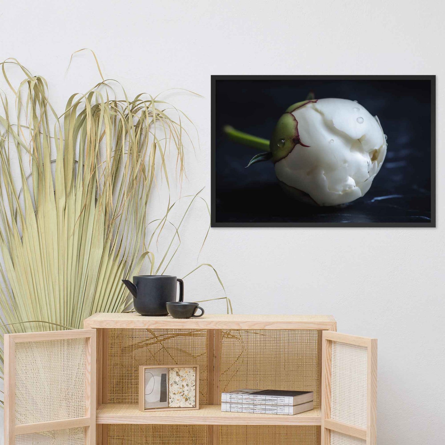 Stark Botanical Peony Bud Floral Photorealistic Digital Artwork Framed Wall Art Print