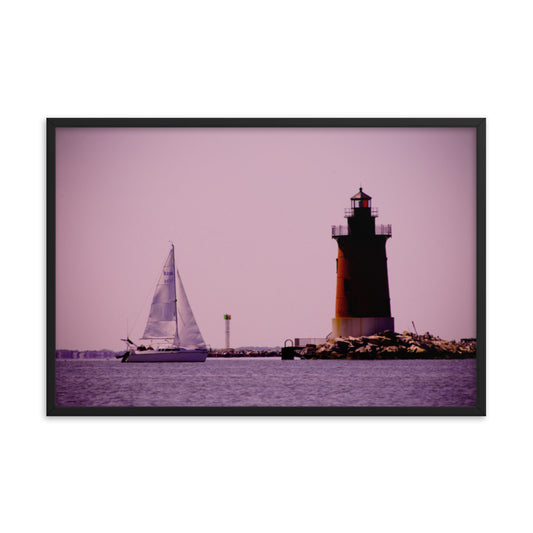 Sailing in the Bay Beach Coastal Landscape Framed Photo Paper Wall Art Prints